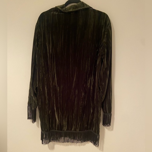 Something Navy Phoebe Green Velvet Fringe Dress - Picture 7 of 7